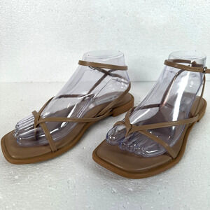 Steve Madden Strappy Ankle Wrap Thong Sandals Flats Women's 6.5 Brown